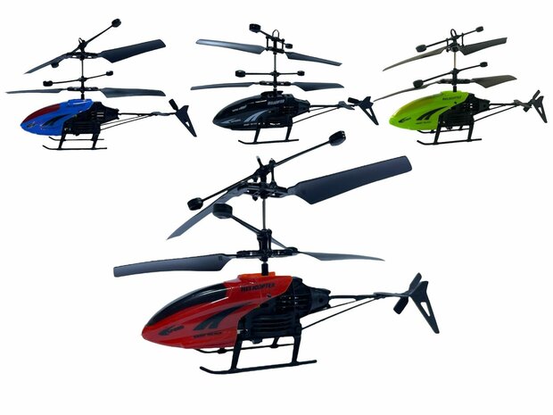 RC helicopter - controllable with hand and remote control Red