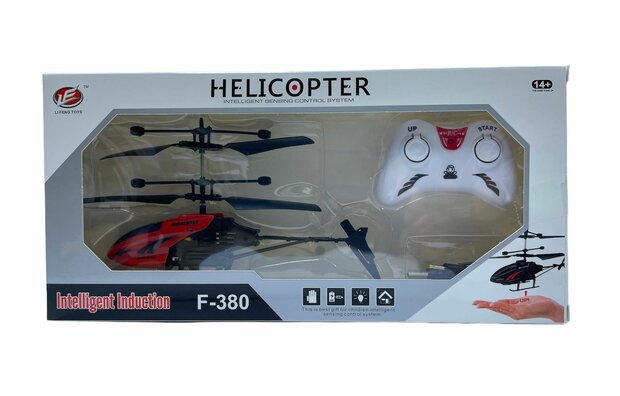 RC helicopter - controllable with hand and remote control Red