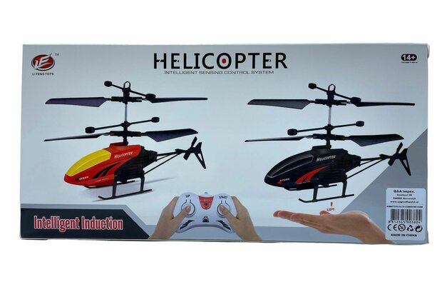 RC helicopter - controllable with hand and remote control Red