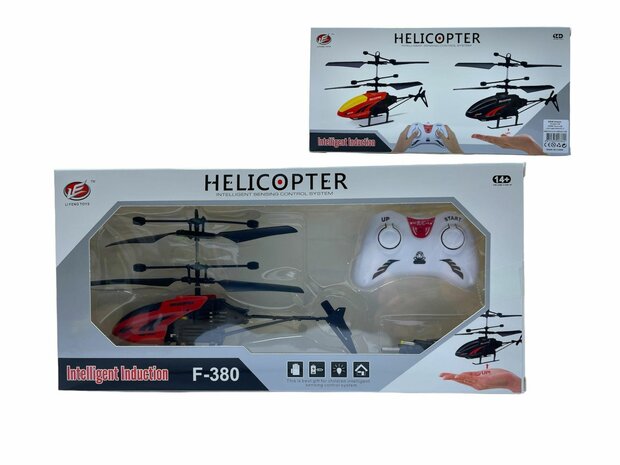 RC helicopter - controllable with hand and remote control Red