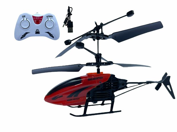 RC helicopter - controllable with hand and remote control Red