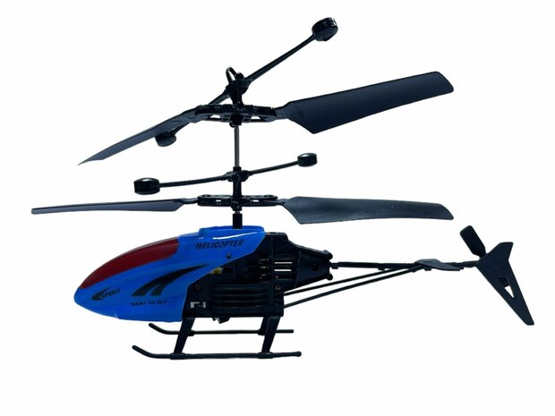 RC helicopter - controllable with hand and remote control Blue