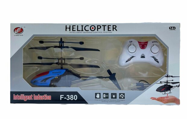 RC helicopter - controllable with hand and remote control Blue