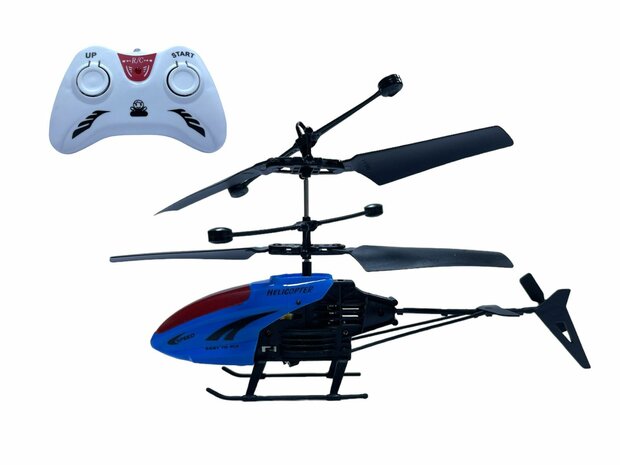 RC helicopter - controllable with hand and remote control Blue