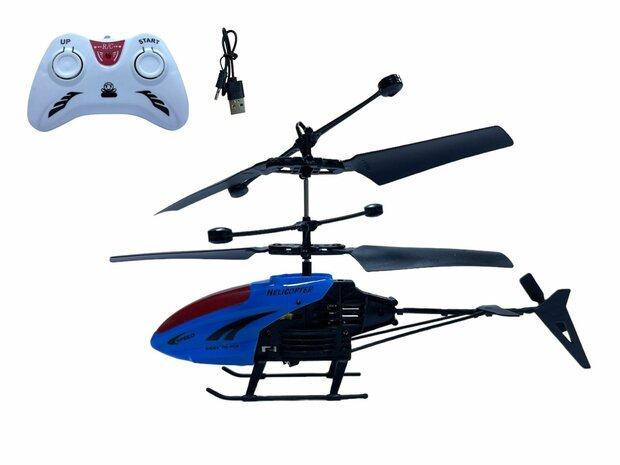 RC helicopter - controllable with hand and remote control Blue