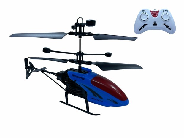 RC helicopter - controllable with hand and remote control Blue