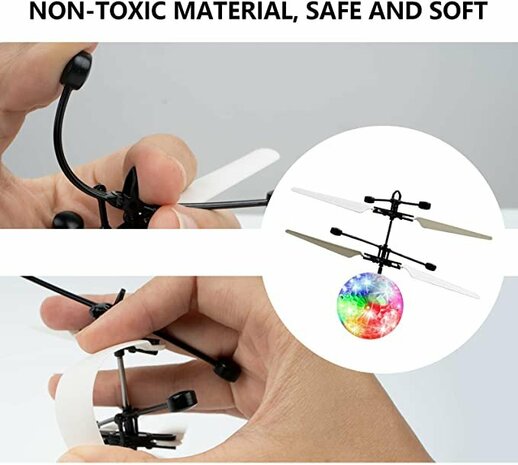 Flying Ball - floating heli disco Crystal ball with LED light - infrared sensor - Hand controlled Flying helicopter (rechargeable)