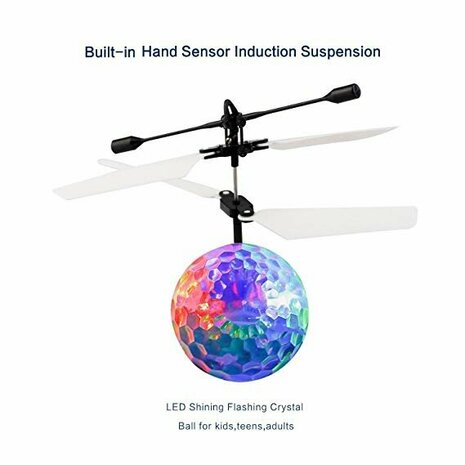 Flying Ball &ndash; schwebende Heli-Disco-Kristallkugel mit LED-Licht &ndash; Infrarotsensor &ndash; handgesteuerter fliegender Hubschrauber (wiederaufladbar)