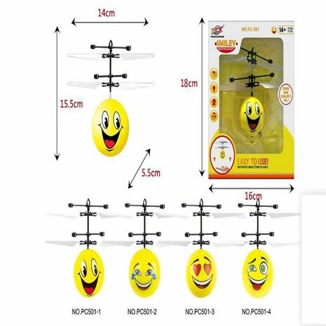 Flying Ball - Zwevende Bal - Met Led Infraroodsensor - Hand Bestuurbare Emoji Bal