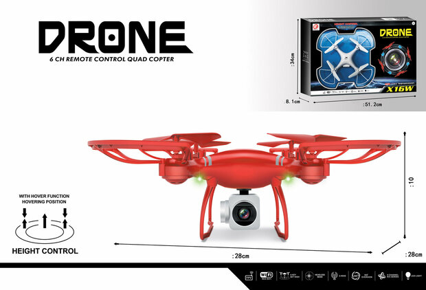 Drone - Voor Kinderen - Live Camera Beelden - Oplaadbaar - Quadcopter voor Beginners - Rood
