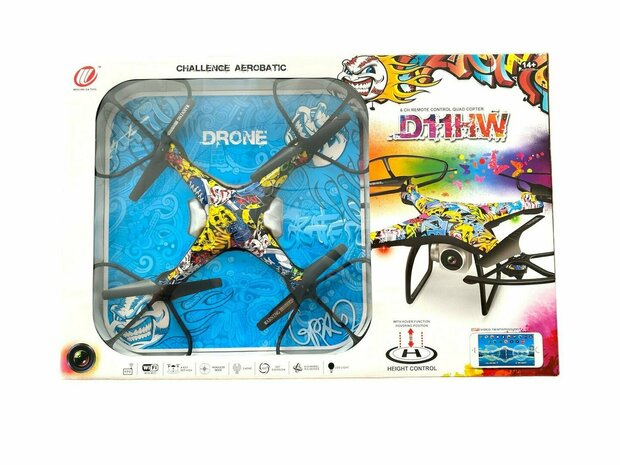 Drone - Quadcopter - Live Camera - Wifi - App Control - 2.4GHZ - Hover Functie - Graffiti kleur