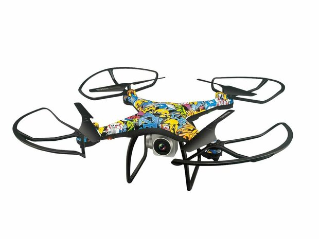 Quadricopt&egrave;re avec cam&eacute;ra en direct - Graffiti - Wifi - contr&ocirc;le par application - 2,4 GHZ - Fonction Hover - Drone