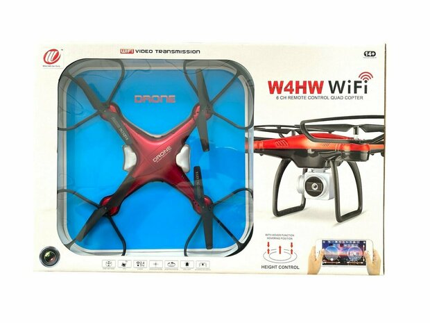 Drone avec cam&eacute;ra en direct - Wifi - contr&ocirc;le par application - 2,4GHZ - Fonction Hover - Rouge