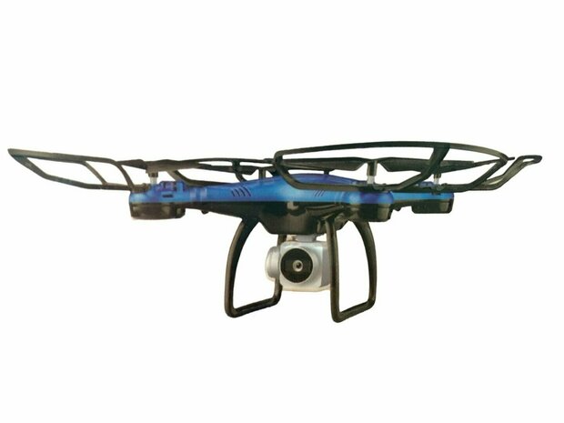 Drone avec cam&eacute;ra en direct - Wifi - contr&ocirc;le par application - 2,4GHZ - Fonction Hover - Bleu