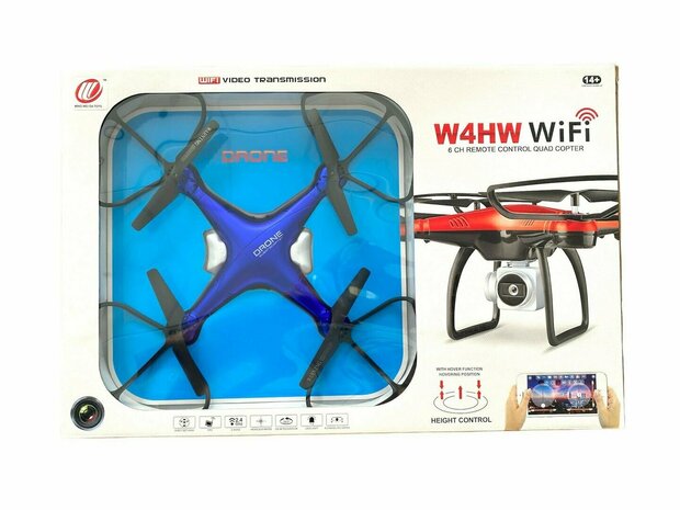 Drone avec cam&eacute;ra en direct - Wifi - contr&ocirc;le par application - 2,4GHZ - Fonction Hover - Bleu