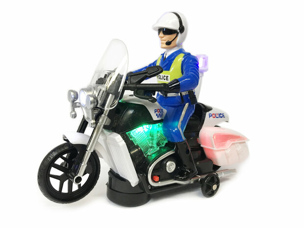 Polizeimotorrad mit LED-Blitzlicht und Polizeiger&auml;uschen &ndash; Police 20CM