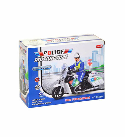 Politie motor met led flash light en politie geluiden - Police 20CM