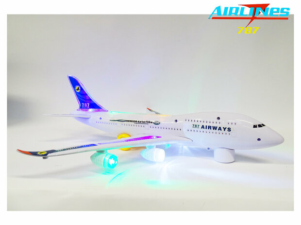 Avion jouet Airbus avec lumi&egrave;re et son LED 59cm