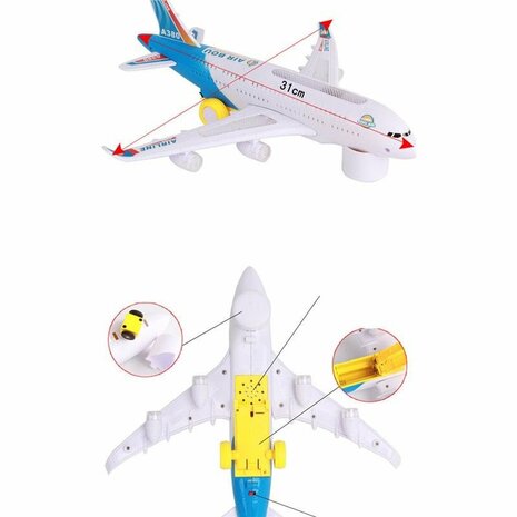Airbus speelgoed vliegtuig met geluid en lichtjes 30.5CM.