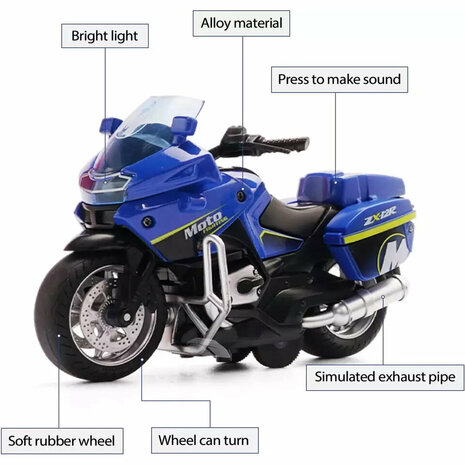 Motorcycle toy from Die-cast with pull-back system