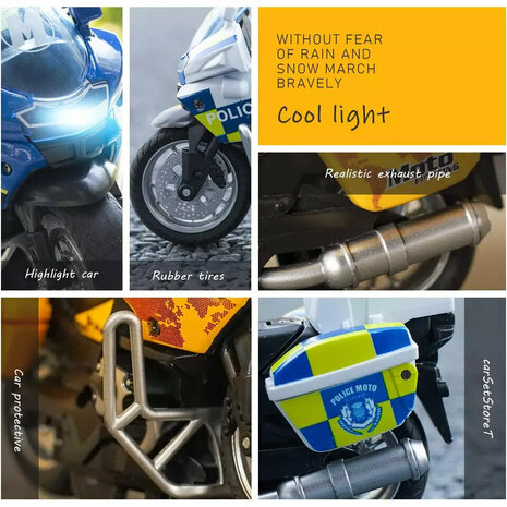 DIE-CAST POLICE MOTORCYCLE MODEL pull-back light and sound