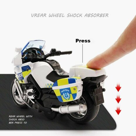 DIE-CAST POLICE MOTORCYCLE MODEL pull-back light and sound