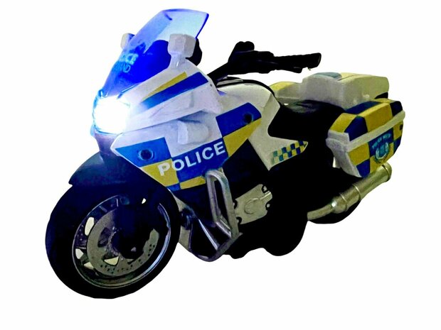 DIE-CAST POLICE MOTORCYCLE MODEL pull-back light and sound