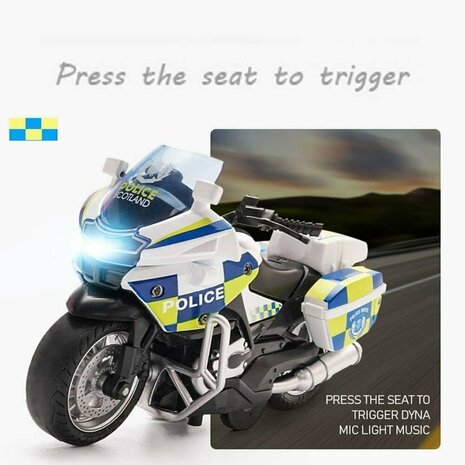 DIE-CAST POLICE MOTORCYCLE MODEL pull-back light and sound