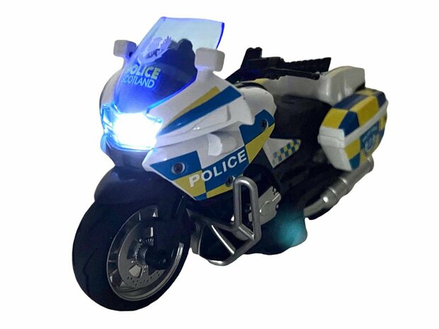 DRUCKGUSS-POLIZEI-MOTORRADMODELL mit zur&uuml;ckziehbarem Licht und Sound