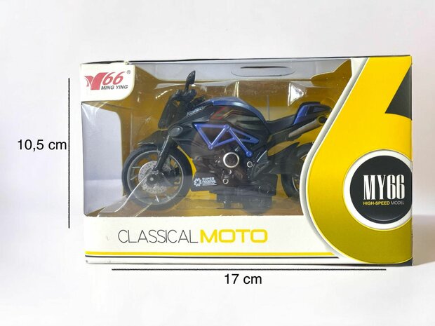 MOTOR CLASSICAL MODEL - Die-cast met pull-back systeem M66. Blauw