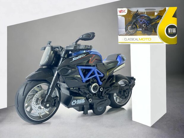 MOTOR CLASSICAL MODEL - Die-cast met pull-back systeem M66. Blauw