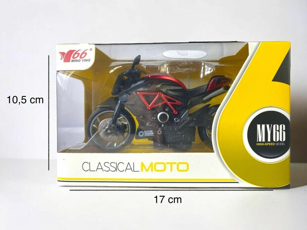MOTOR CLASSICAL MODEL - Die-cast met pull-back systeem M66. rood