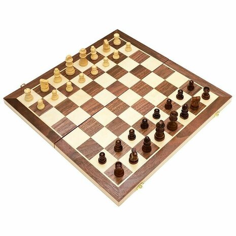 Houten schaakbord - Wood Chess set - 39x39 CM - schaakset - Opklapbaar - schaakspel