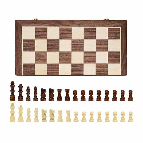 Houten schaakbord - Wood Chess set - 39x39 CM - schaakset - Opklapbaar - schaakspel