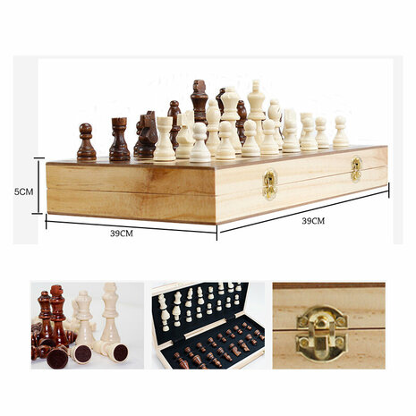 &Eacute;chiquier en bois - Jeu d&#039;&eacute;checs en bois - 39x39 CM - jeu d&#039;&eacute;checs - Pliable - jeu d&#039;&eacute;checs