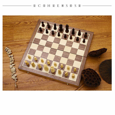 Houten schaakbord - Wood Chess set - 39x39 CM - schaakset - Opklapbaar - schaakspel