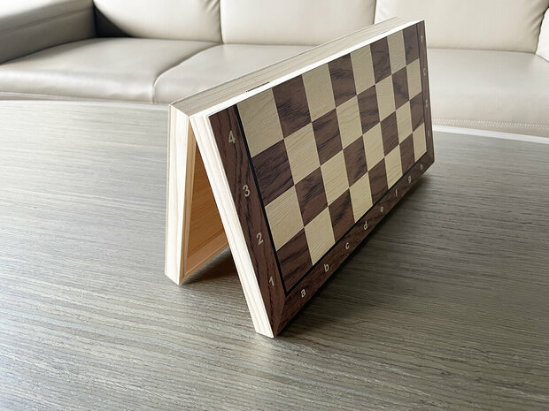  Schaakbord met Schaakstukken Magnetisch - Chess King - 29x29 cm - Schaken - Schaakspel - Hout - Opklapbaar