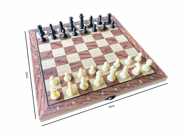  Schaakbord met Schaakstukken Magnetisch - Chess King - 29x29 cm - Schaakspel - Hout - Opklapbaar