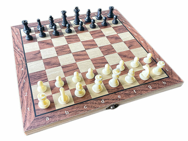  Schaakbord met Schaakstukken Magnetisch - Chess King - 34x34 cm - Schaken - Schaakspel - Hout - Opklapbaar