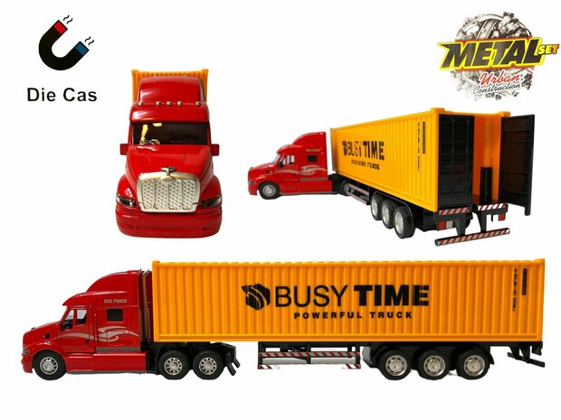 Vrachtwagen met Container Trekker met oplegger 40FT Container Master - Diecast Master