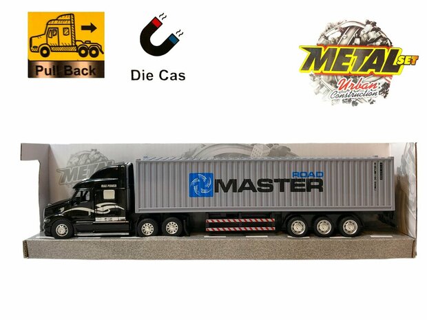 Vrachtwagen met Container Trekker met oplegger 40FT Container Master - Diecast Master G