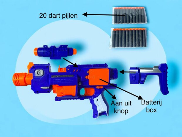 Jouet Blaster &eacute;lectrique - 20 x fl&eacute;chettes Elite souples sp&eacute;ciales Super Blast