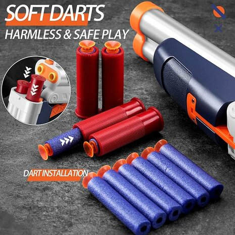 Toy shotgun - Elite darts - Blaster - soft rubber darts - 42 cm