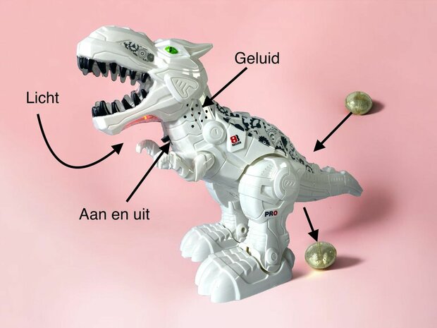 Robot Tyrannosaurus Rex - kan bewegen en lopen - legt eieren - licht en dino geluiden 30CM