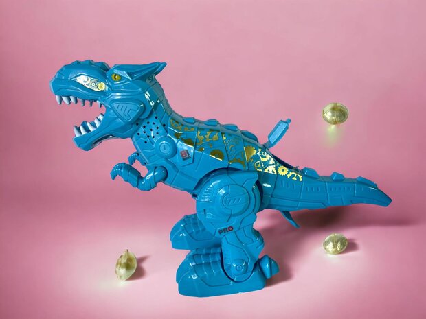 Robot Tyrannosaurus Rex - kan bewegen en lopen - legt eieren - licht en dino geluiden 30CM B