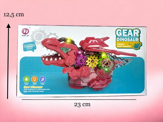 Gear Dinosaur - with moving wings - makes dino sounds and lights - interactive dinosaur 22.5CM