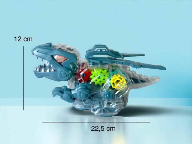 Zahnrad-Dinosaurier &ndash; mit beweglichen Fl&uuml;geln &ndash; macht Dino-Ger&auml;usche und Lichter &ndash; interaktiver Dinosaurier 22,5 cm