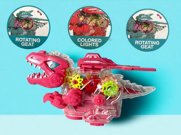 Gear Dinosaur - with moving wings - makes dino sounds and lights - interactive dinosaur 22.5CM P