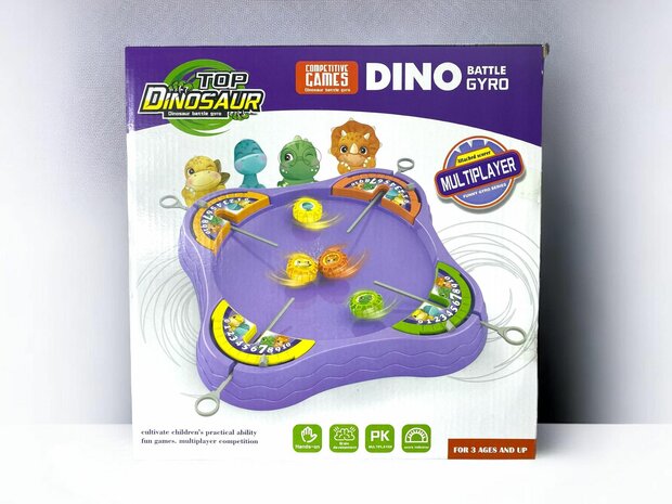 Battle Gyro - Top Dinosaur - compleet spel set 4x gyro met launcher en arena - 1 tot 4 spelers