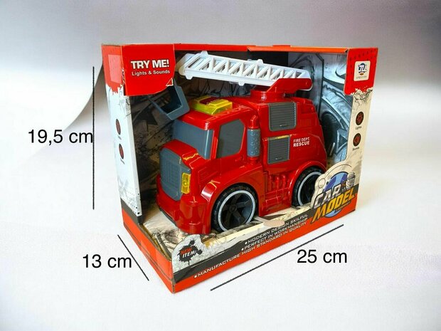 Fire truck toy - friction - with siren sounds and lights 19.5cm